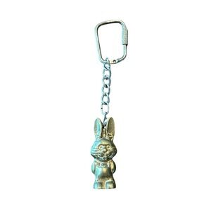 Vintage Brass Bunny Rabbit Keychain Charm‎ Figurine Metal Animal Classic Unisex